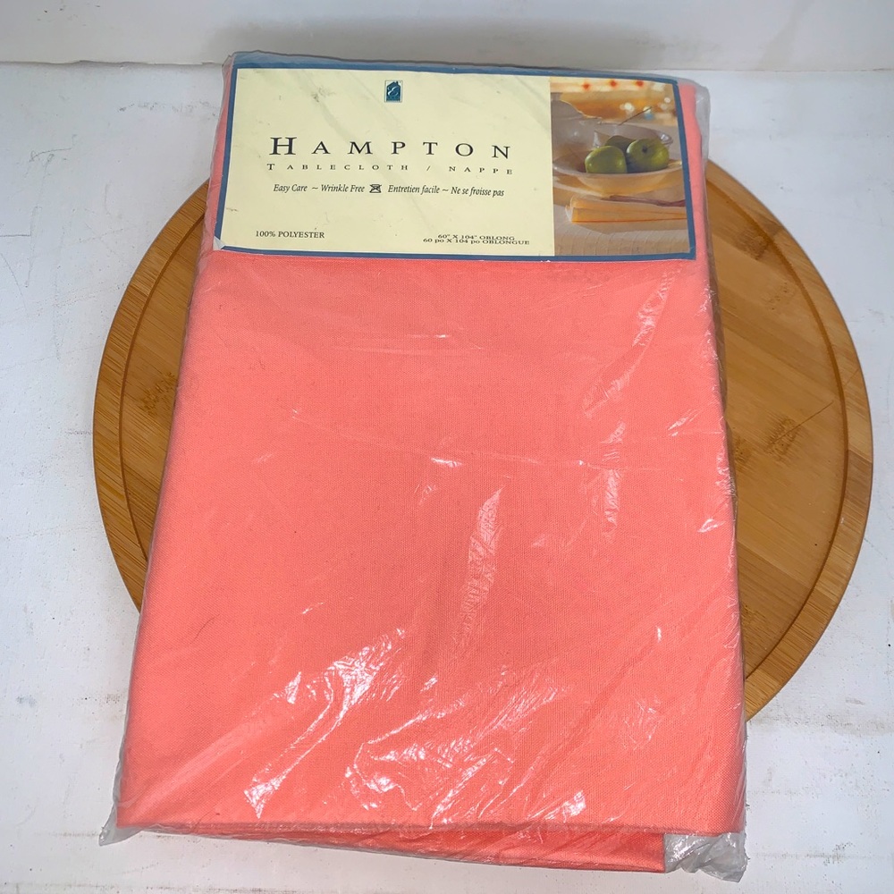 Hampton 60”x104” Oblong Tablecloth Coral (Pink/Orange) NEW